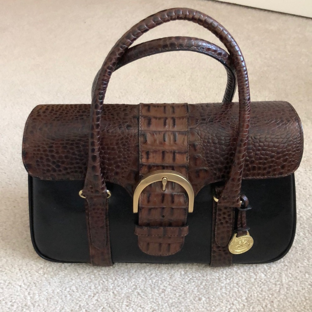 Brahim Brown and  black leather Buckle purse